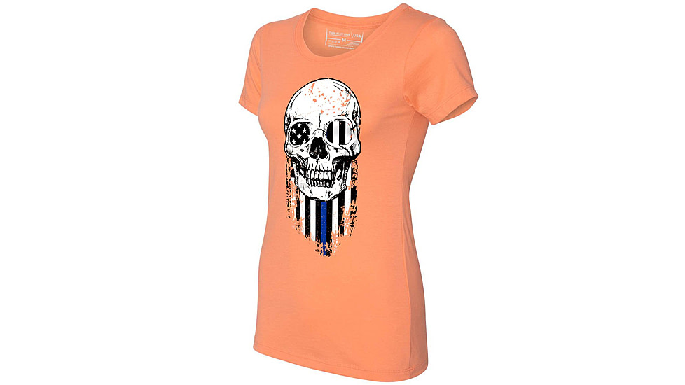 Thin Blue Line Womens Short Sleeve - Halloween Thin Blue Line, Orange - WOM-TBL-HALO-ORG-L
