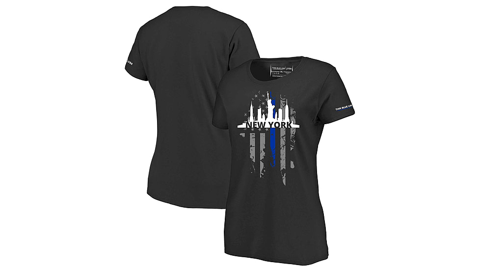 Thin Blue Line Womens T-shirt, Ny Large, - NY-LRG-TBL-WOM-SHIRT-BLK-L
