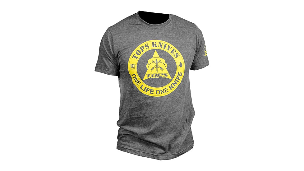 Tops Knives One Life Logo Cotton/Polyester Tee, Charcoal Heather, 2XL, TS-1LCHA-2XL