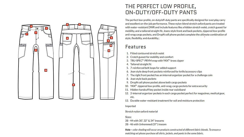 TRU-SPEC 24-7 Series Agility Pants - Mens, Khaki, 30x34, 1524023