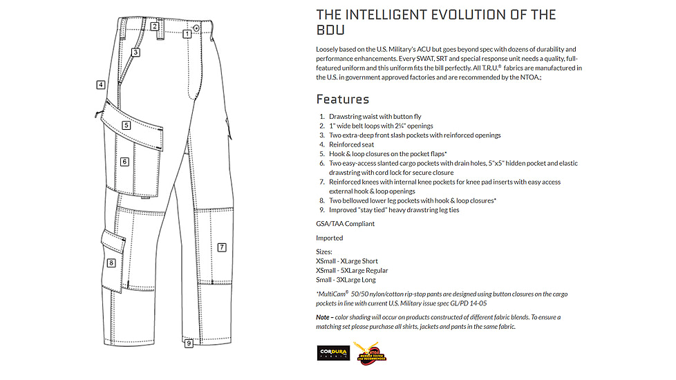 TRU-SPEC Tactical Response Poly/Cotton Ripstop Pants - Mens, Khaki, Extra Small, Regular, 1287002