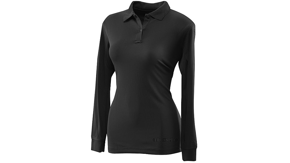 Tru-Spec Polo Shirt, 24-7 Ladies Performance Black Long Sleeve, S 4420003