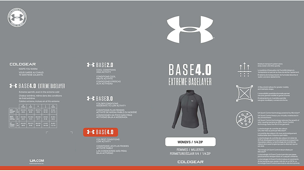 Under Armour ColdGear 4.0 1/2 Zip Active Top - Womens, Black, Large, 1343319001LG