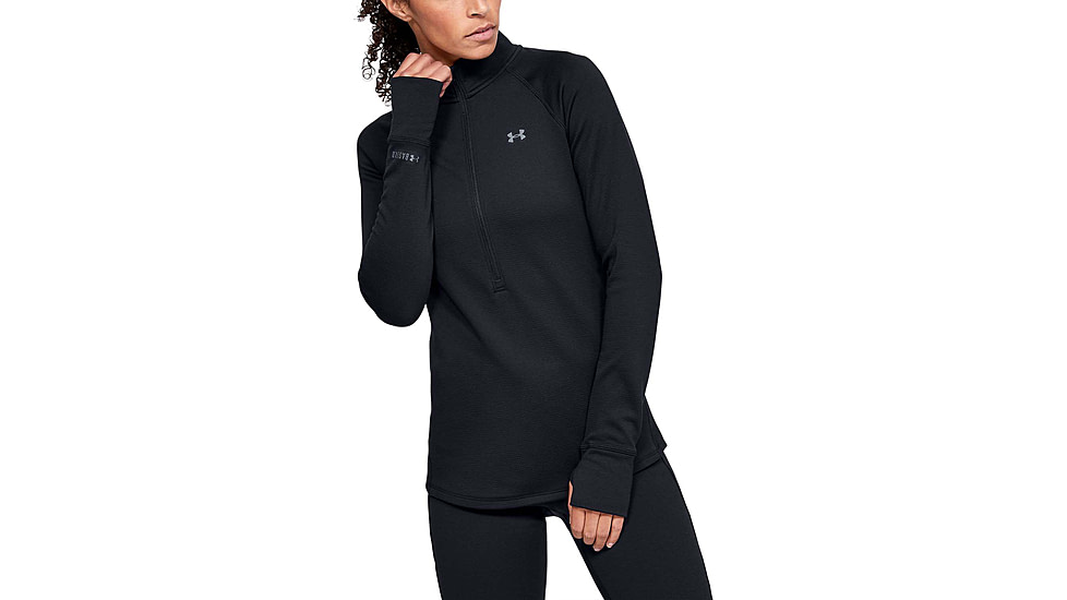 Under Armour ColdGear 4.0 1/2 Zip Active Top - Womens, Black, Large, 1343319001LG
