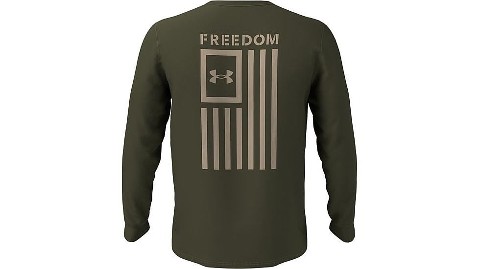 Under Armour New Freedom Flag Long Sleeve T-Shirt - Mens, Marine OD Green, Extra Large, 1370813390XL