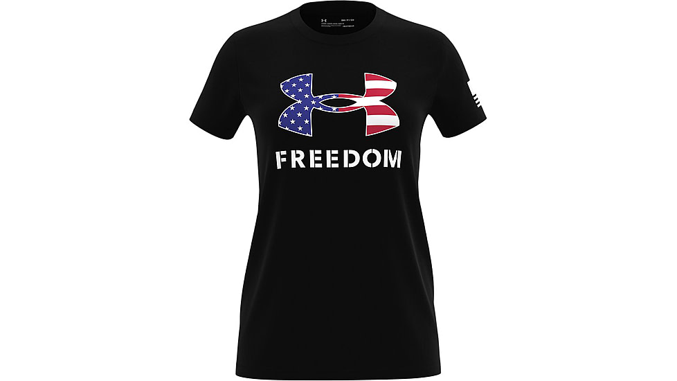 Under Armour New Freedom Logo T-Shirt - Womens, Black / White, Large, 1370815002LG