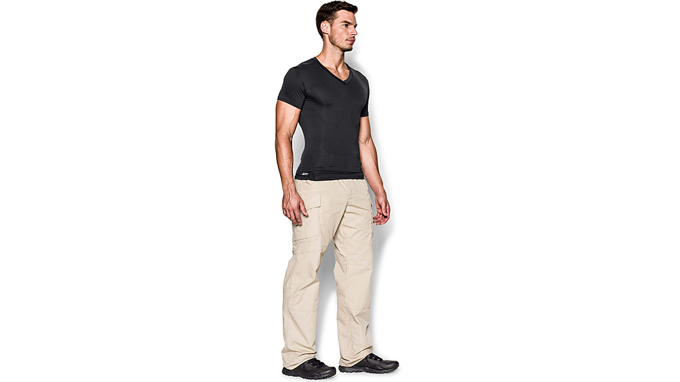 Under Armour Tactical HeatGear Compression V-Neck T-Shirt - Mens, Black, 2X-Large, 12160100012X
