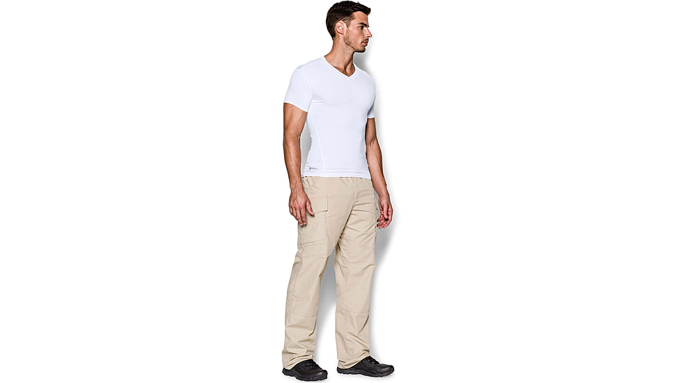 Under Armour Tactical HeatGear Compression V-Neck T-Shirt - Mens, White, 2X-Large, 12160101002X