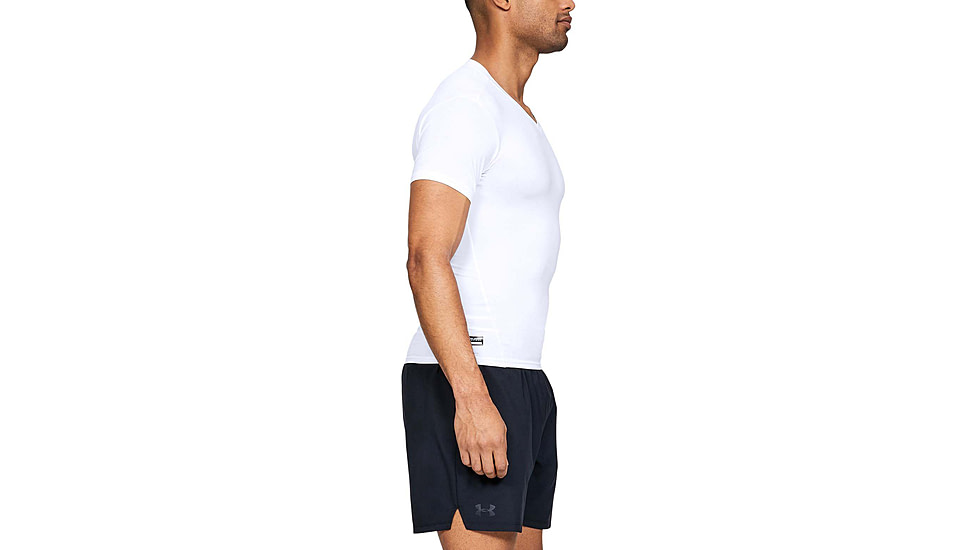 Under Armour Tactical HeatGear Compression V-Neck T-Shirt - Mens, White, 2X-Large, 12160101002X