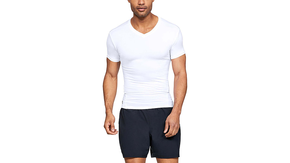 Under Armour Tactical HeatGear Compression V-Neck T-Shirt - Mens, White, 2X-Large, 12160101002X