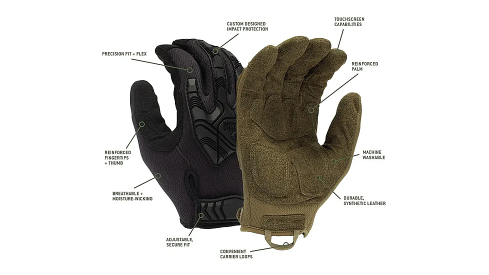 Venture Gear Tactical Heavy Duty Impact Operator H&amp;L Glove, Black, Medium, VGTG40BM