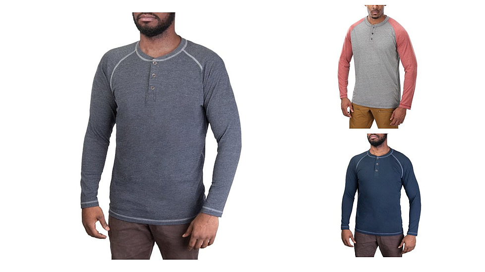 Vertx Action Henley - Men's, Heather Charcoal, Heather Grey/Red, Indigo