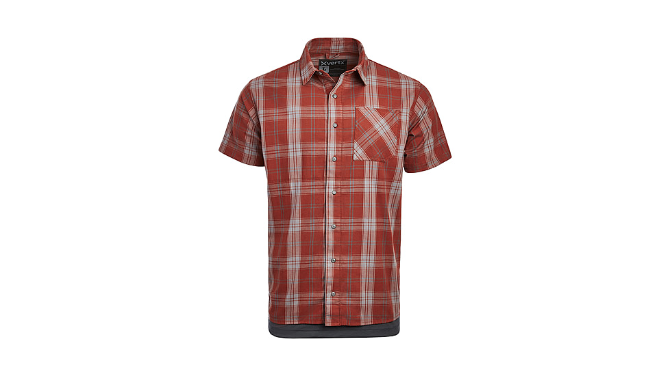 Vertx Guardian Stretch Short Sleeve Shirt - Mens, Mahogany Block Plaid, Small/Regualar, 1432 MBP SMALL