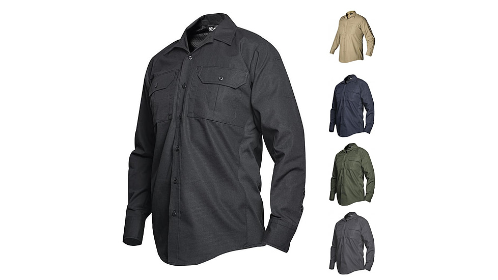 Vertx Phantom LT Mens Long Sleeve Poly/Cotton Shirt, Black, Desert Tan, Navy, OD Green, Smoke Grey