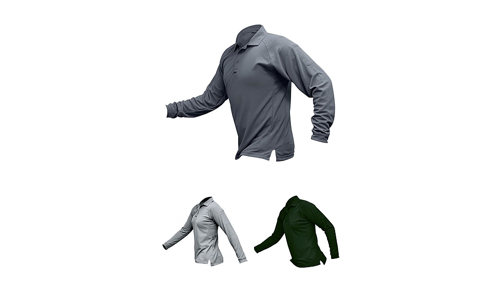 Vertx Womens Coldblack Long Sleeve Polo, Grey, Light Grey, Spruce Green