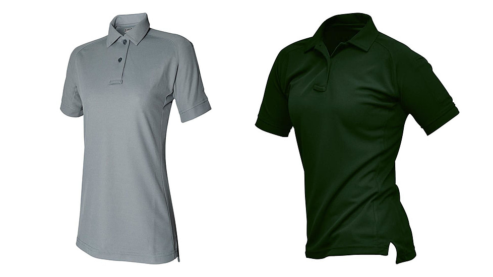 Vertx Womens Coldblack Short Sleeve Polo, Grey, Spruce Green