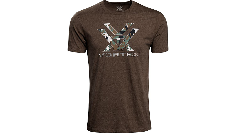 Vortex Camo Logo Short Sleeve T-Shirt - Mens, Brown Heather, Medium, 120-15-BRHM