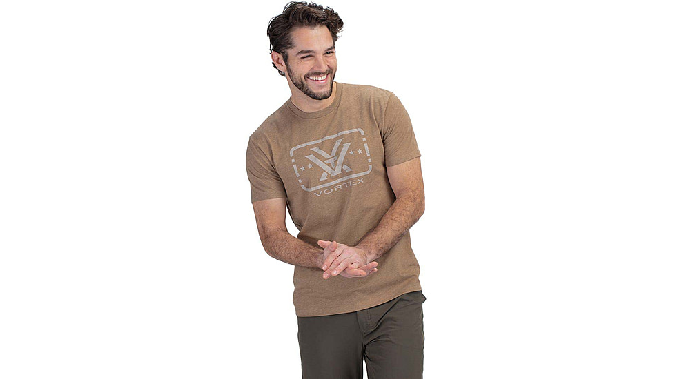 Vortex Trigger Press SS T-Shirt - Mens, Small, Coyote Heather, 122-01-CHES