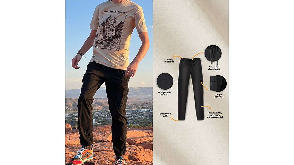 White Duck Cargo Stretch Jogger Pants - Mens, Black, Medium, WD-JPC-BL-02
