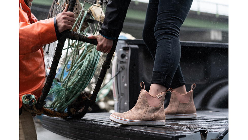 Xtratuf Leather 6 in Ankle Deck Boot - Womens, Pink/Late/Cafe Cream, 9.5, XWAL-400-PNK-095