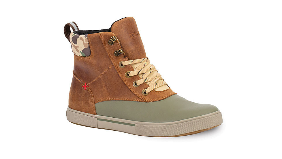 Xtratuf Leather Ankle Deck Boot Lace Shoe - Men's, Cathay Spice/Burnt Olive/Duck Camo, 9, LAL-700-ORG-090