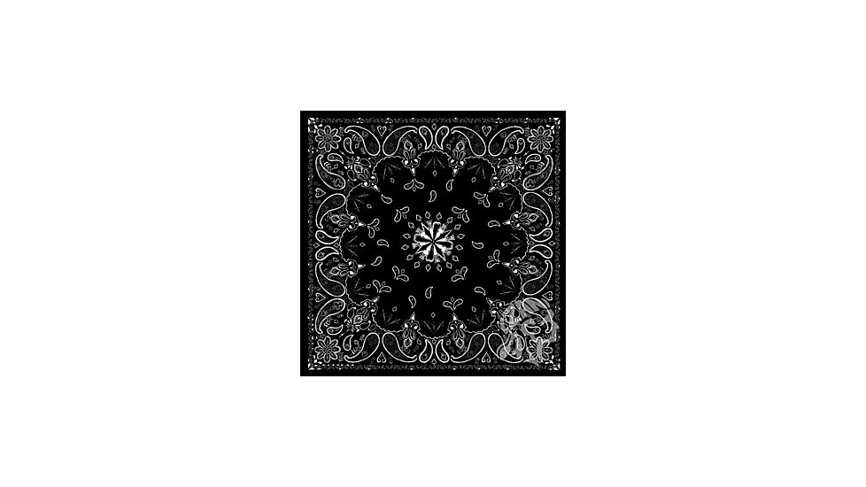 Zan Headgear Bandanna, Cotton, Black Paisley B001