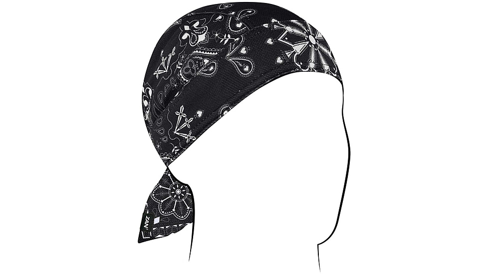 Zan Headgear Polyester Flydanna, Black Paisley, Polyester, ZM001