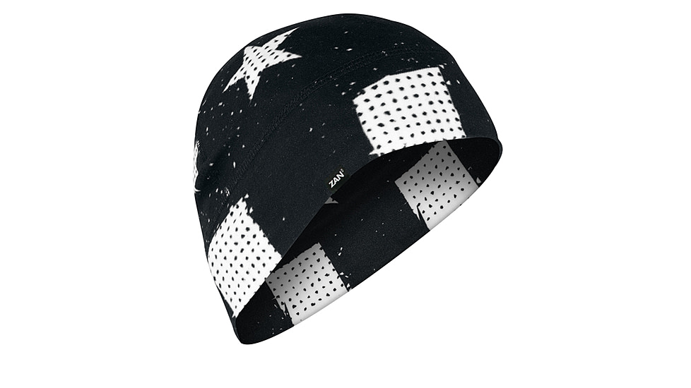 Zan Headgear SportFlex Helmet Liner/Beanie - Mens, Black and White Flag, WHLL091