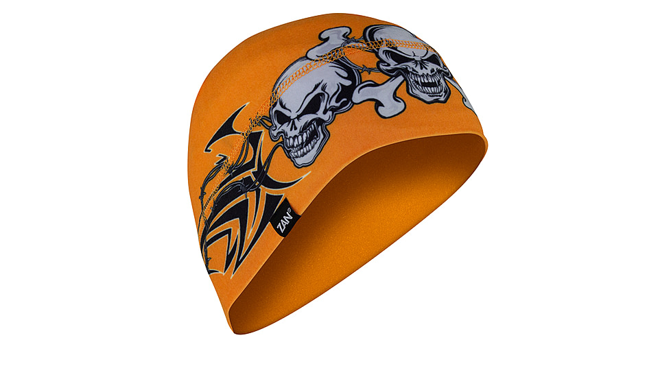 Zan Headgear SportFlex Helmet Liner/Beanie - Mens, Orange Tribal Skull, WHLL669