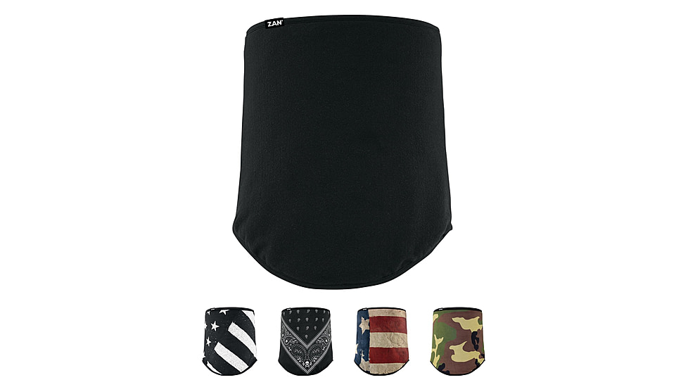 Zan Headgear Neck Gaiter, Black, Black and White Flag, Classic Bandana, Patriot, Woodland Camo
