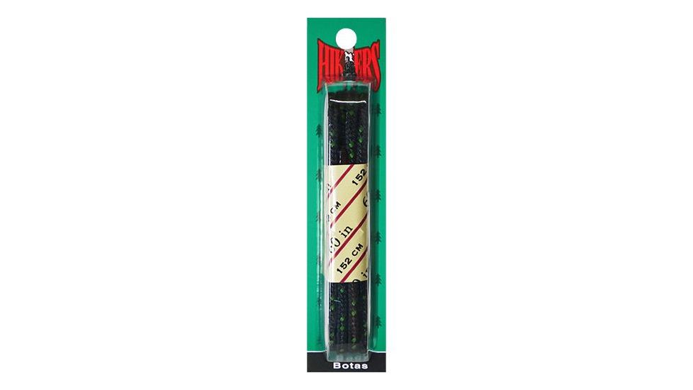 10 seconds Hiker Round Laces, 60in Blk/Gn, Black/Green, 10S-51605