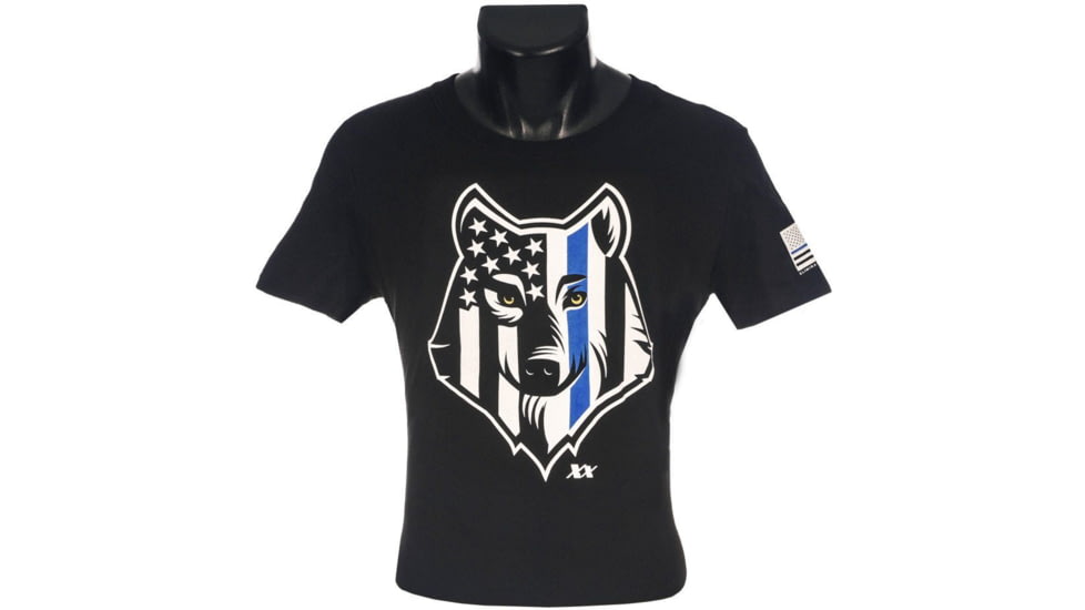 221B Tactical American Sheepdog Thin Blue Line T-Shirt, Black, Small, AMSHDTS-S-BLK