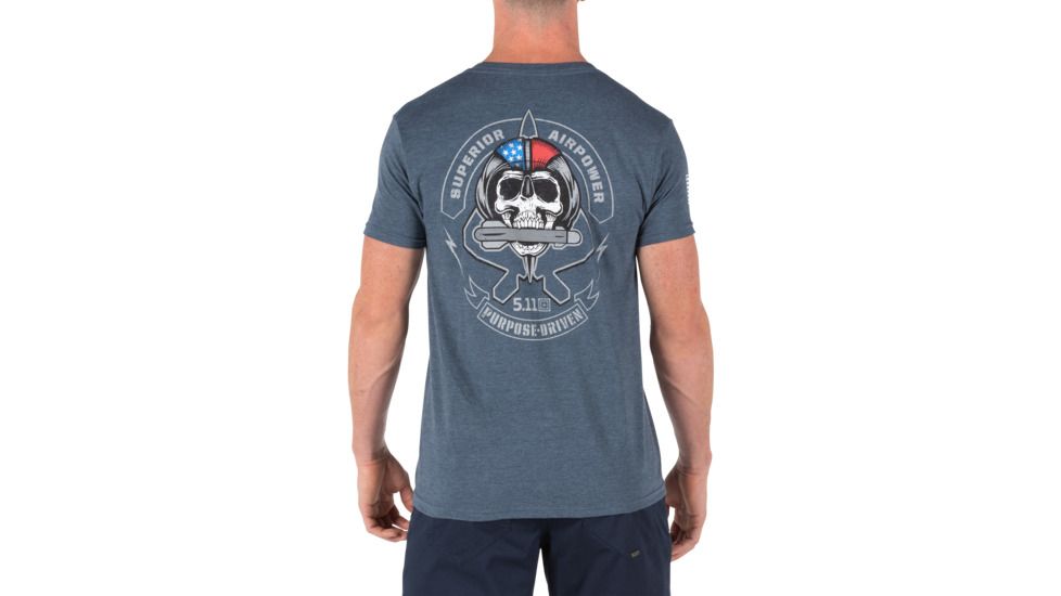 5.11 Tactical Superior Airpower Tee - Men's, Navy Heather, Large, 41191UB-749-L