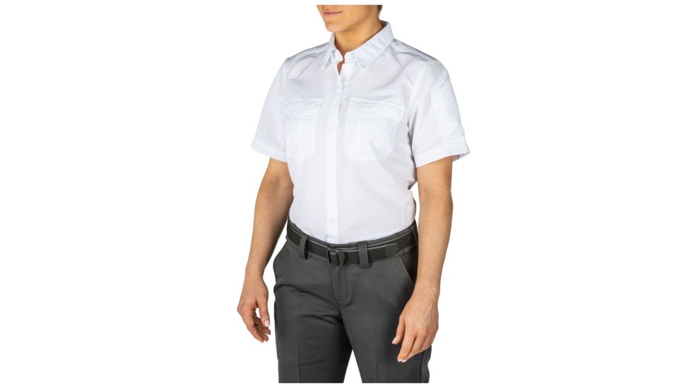 5.11 Tactical Womens Fast-Tac Short Sleeve Shirt, Uniform White, Extra Small, 61314-992-XS