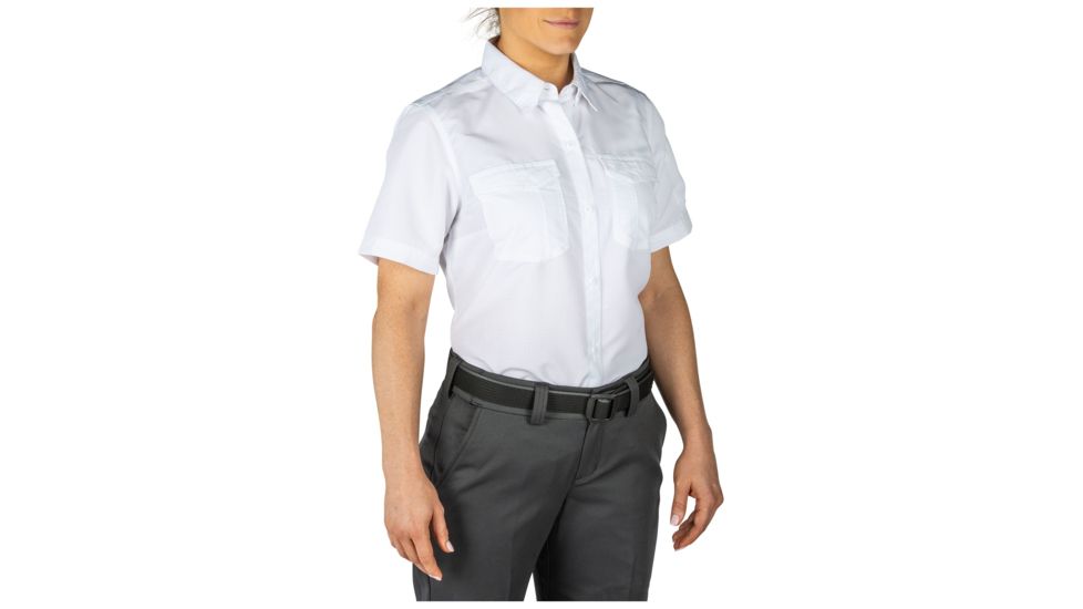 5.11 Tactical Womens Fast-Tac Short Sleeve Shirt, Uniform White, Extra Small, 61314-992-XS