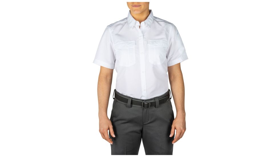 5.11 Tactical Womens Fast-Tac Short Sleeve Shirt, Uniform White, Extra Small, 61314-992-XS