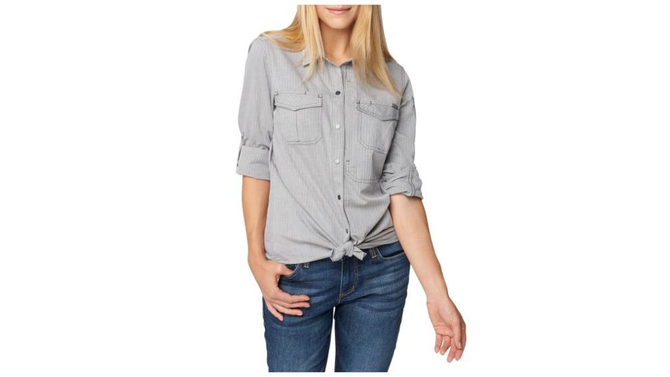 5.11 Tactical Womens Scarlett Long Sleeve Shirt, Moss Herringbone - 62392-279-M