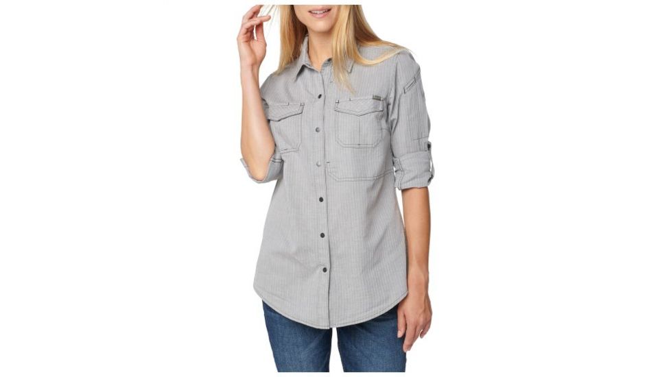 5.11 Tactical Womens Scarlett Long Sleeve Shirt, Moss Herringbone - 62392-279-M