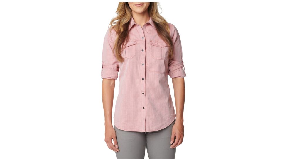 5.11 Tactical Womens Scarlett Long Sleeve Shirt, Rosewood Herringbone - 62392-449-XS