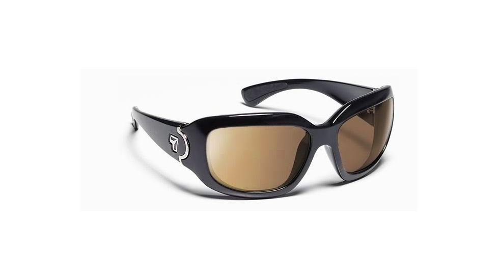 7 Eye AirDam Leveche Sunglasses,SharpView Polarized Copper Lens,Glossy Black Frame,S-L 440554