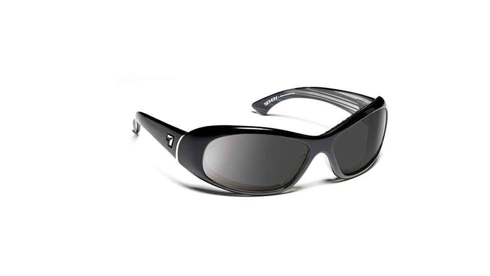 7 Eye AirDam Leveche Sunglasses,SharpView Polarized Gray Lens,Glossy Black Frame,S-L 440553