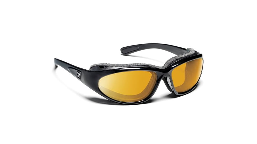 7 Eye Bora AirShield Sunglasses,Glossy Black Frame,SharpView Yellow Lens,L-XL 140543
