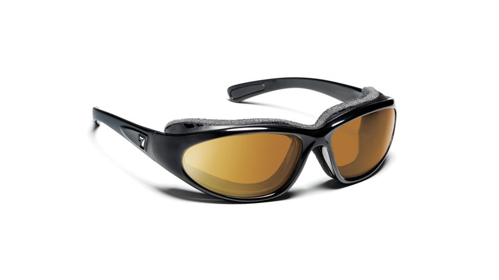 7 Eye Bora Sunglasses, Glossy Black Frame, Sharp View Copper 140642