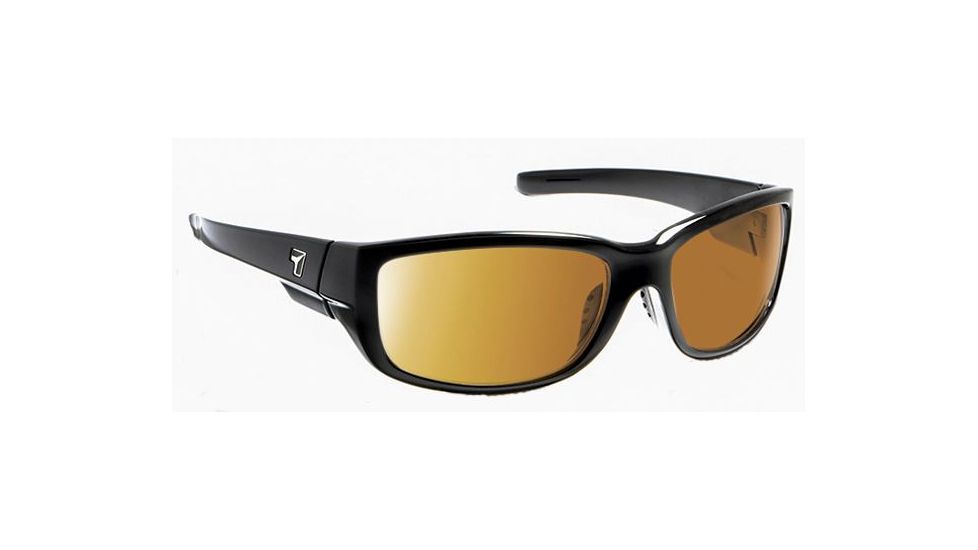 7 Eye Dillon Active Sunglasses,Glossy Black Frame,SharpView Copper Lens,S-L, 860542