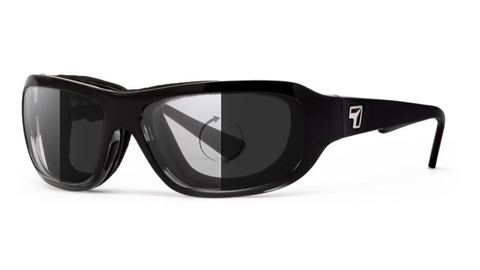 7Eye by Panoptix Airshield Aspen Sunglasses, RX Ready, Black Fade Frame, Photochromic Day/Night DARKshift Lens, S-M 335816