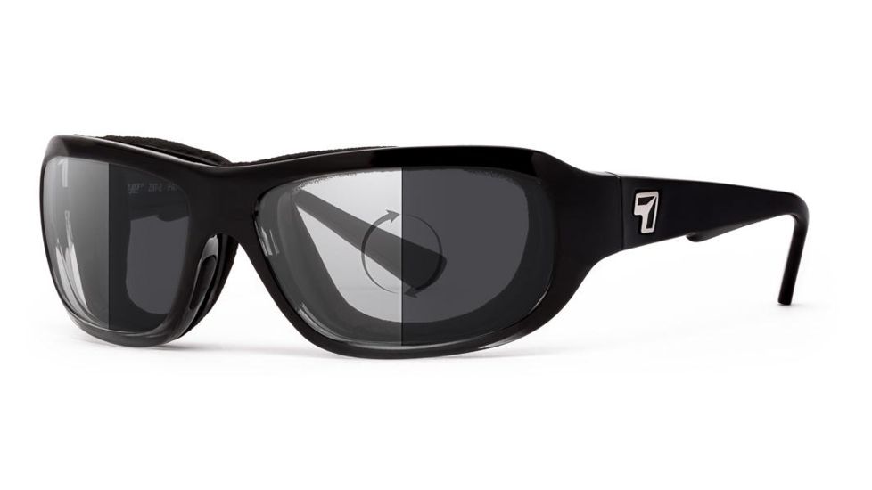 7Eye by Panoptix Airshield Aspen Sunglasses, RX Ready, Black Fade Frame, Photochromic Day/Night Eclypse Lens, S-M 335817