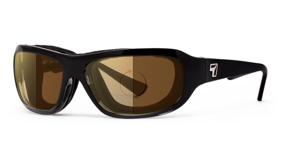 7Eye by Panoptix Airshield Aspen Sunglasses, RX Ready, Black Fade Frame, Photochromic Day/Night Contrast Lens, S-M 335827