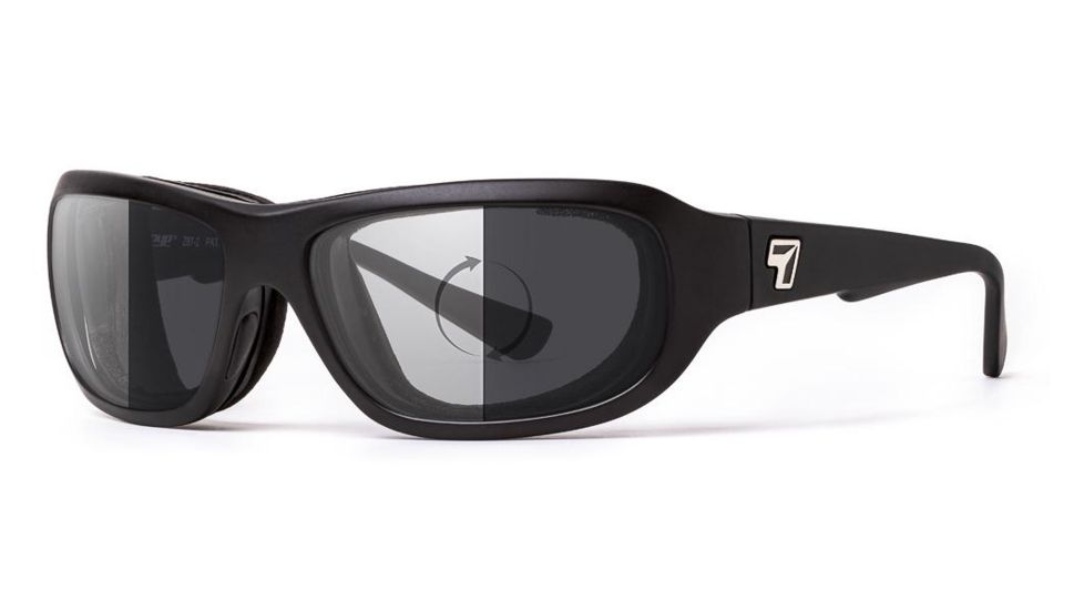 7Eye by Panoptix Airshield Aspen Sunglasses, RX Ready, Matte Black Frame, Photochromic Day/Night Eclypse Lens, S-M 330117