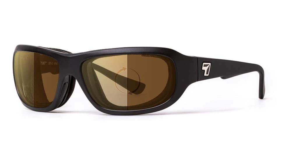 7Eye by Panoptix Airshield Aspen Sunglasses, RX Ready, Matte Black Frame, Photochromic Day/Night Contrast Lens, S-M 330127