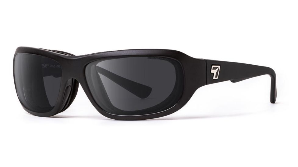 7Eye by Panoptix Airshield Aspen Sunglasses, RX Ready, Matte Black Frame, SharpView Polarized Gray Lens, S-M 330153